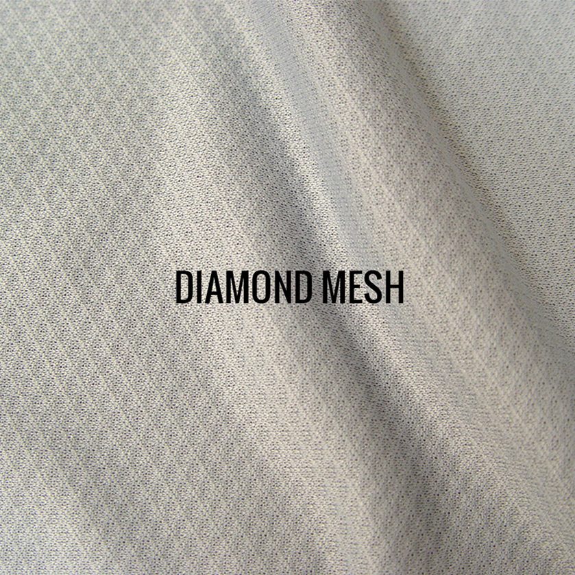 "DIAMOND MESH" I Shirt Fabric I Tightly woven sporty 100% poly performance. Diamond pattern mesh fabric. Breathable & lightweight.