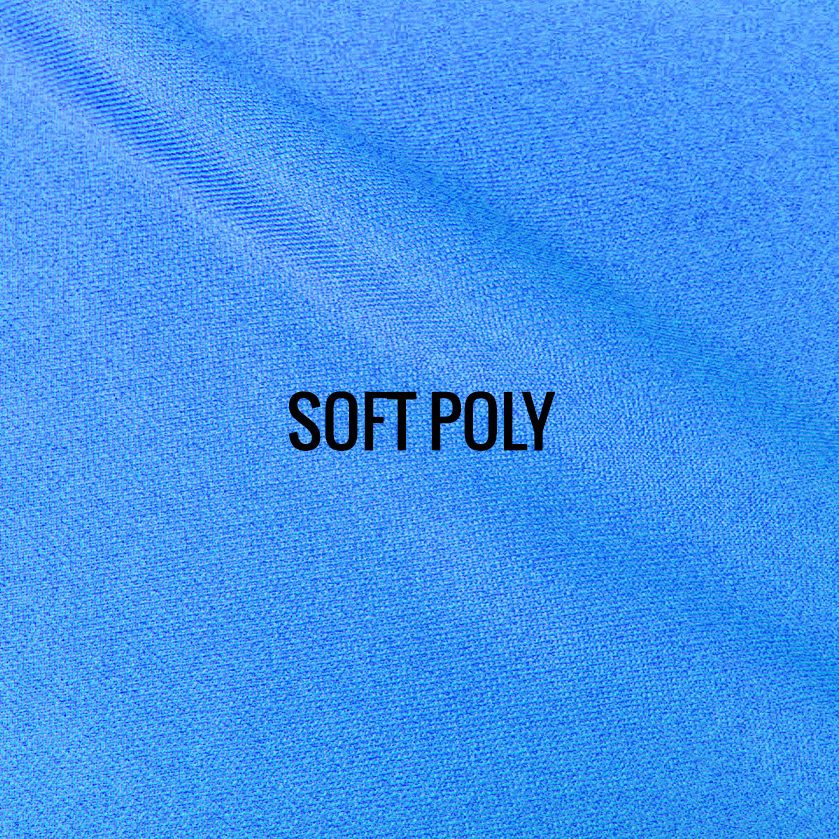 "SOFT POLY" I Shirt Fabric I Breathable performance fabric. Super soft feel of cotton. Lightweight and smooth against the skin. Available in Heather or Solid. 100% Performance Poly. ALSO AVAILABLE IN RECYCLED POLY.